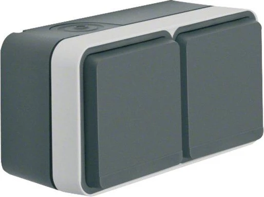 Berker W.1 Steckdose SCHUKO 2-fach waagerecht, grau/lichtgrau
