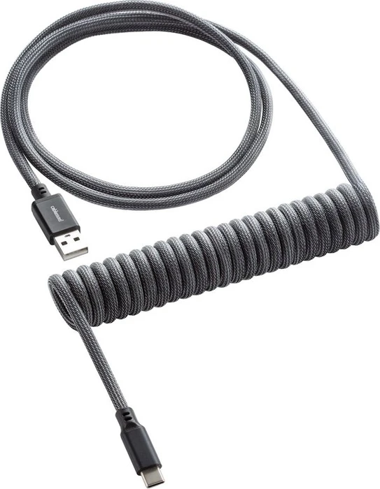 CableMod Classic Coiled Keyboard Cable USB Micro-B auf USB-A, Tastaturkabel (Spiral-Textilkabel), 1.5m, Carbon Grey