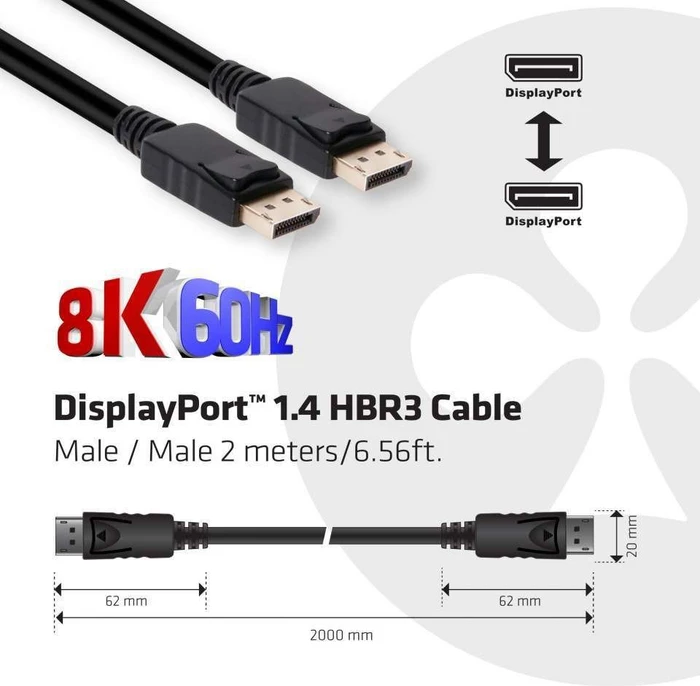 Club 3D DisplayPort 1.4 Kabel HBR3 schwarz, 2m