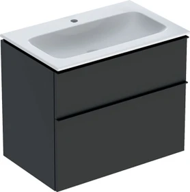 Geberit iCon Set Möbelwaschtisch/Unterschrank 75cm weiß/KeraTect, Korpus: lava/lackiert matt, Griff: lava/pulverbeschichtet matt