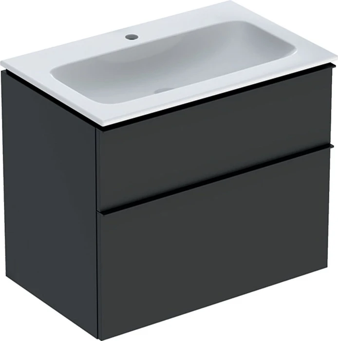 Geberit iCon Set Möbelwaschtisch/Unterschrank 75cm weiß/KeraTect, Korpus: lava/lackiert matt, Griff: lava/pulverbeschichtet matt