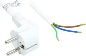Good Connections Netzkabel Schuko gewinkelt auf offene Litze, weiß, 3m