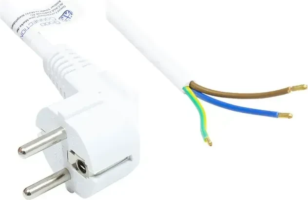 Good Connections Netzkabel Schuko gewinkelt auf offene Litze, weiß, 3m