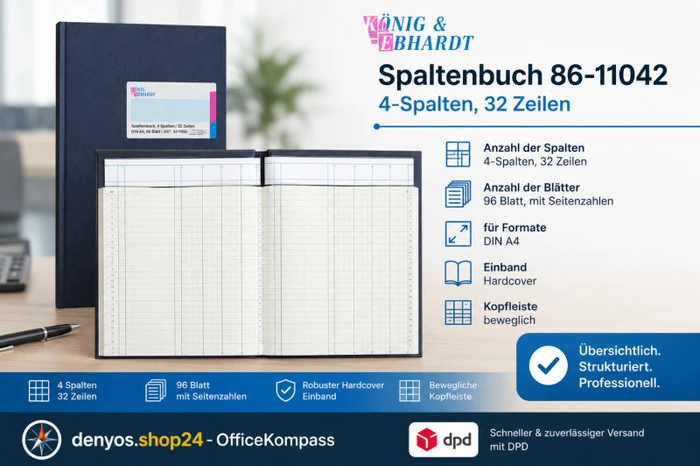 KÖNIG & EBHARDT Spaltenbuch 86-11042 4-Spalten, 32 Zeilen Spalten
