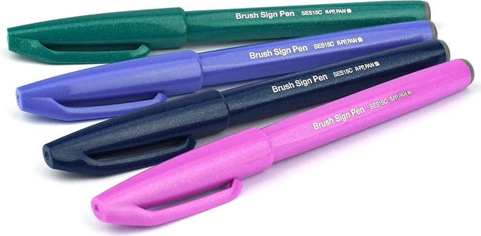 Pentel Brush Sign Pen SES15C sortiert, 4er-Set