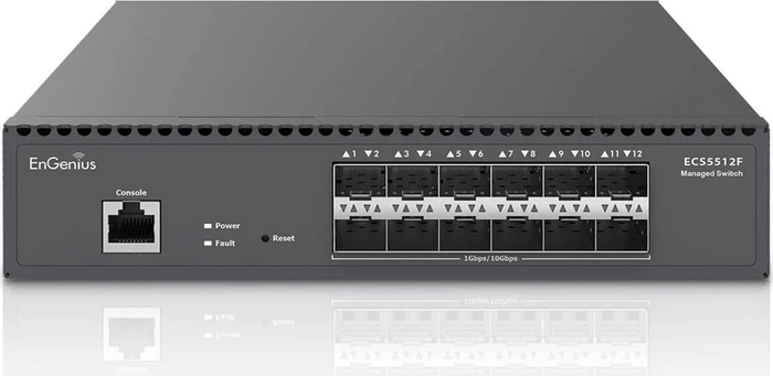EnGenius Cloud Switch Series ECS Rackmount 10G Managed Switch, 12x SFP+