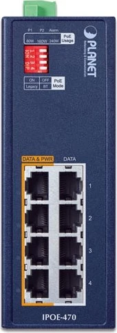 Planet Industrial Railmount 2.5G PoE-Injektor, 8x RJ-45, 240W PoE++