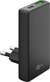 Wentronic 65W USB-C PD GaN Dual-Schnellladegerät 90° Flat schwarz