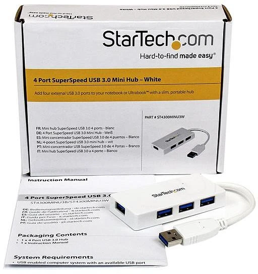 StarTech Mini-USB-Hub weiß, 4x USB-A 3.0, USB-A 3.0 [Stecker]