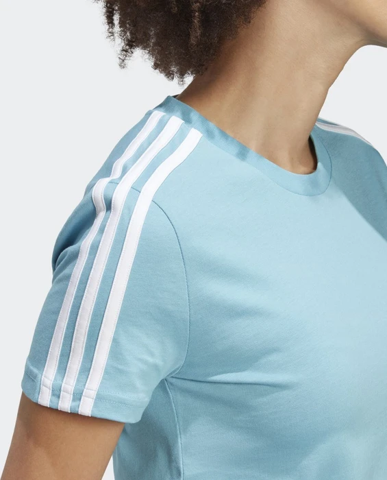 adidas Loungewear Essentials Slim 3 Streifen T-Shirt kurzarm preloved blue/white (Damen)