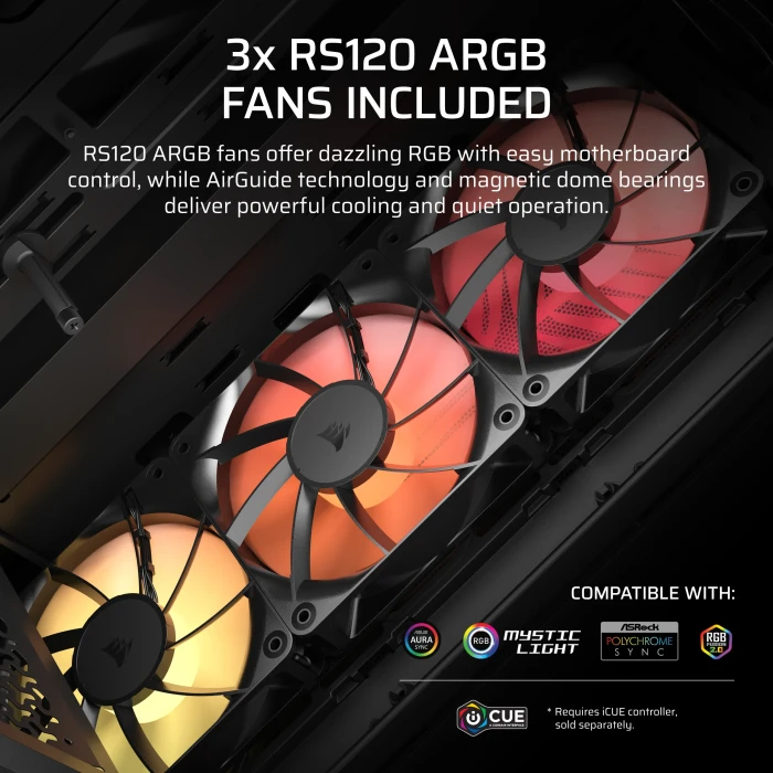 Corsair 3200D RS ARGB Smoke, grau, Glasfenster