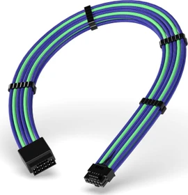 EZDIY-FAB 12VHPWR Kabel, 16-Pin PCIe Verlängerungskabel, 16-Pin PCIe 5.0 12VHPWR Buchse auf 16-Pin PCIe 5.0 12VHPWR Stecker, 16AWG, violett/grün, 30cm