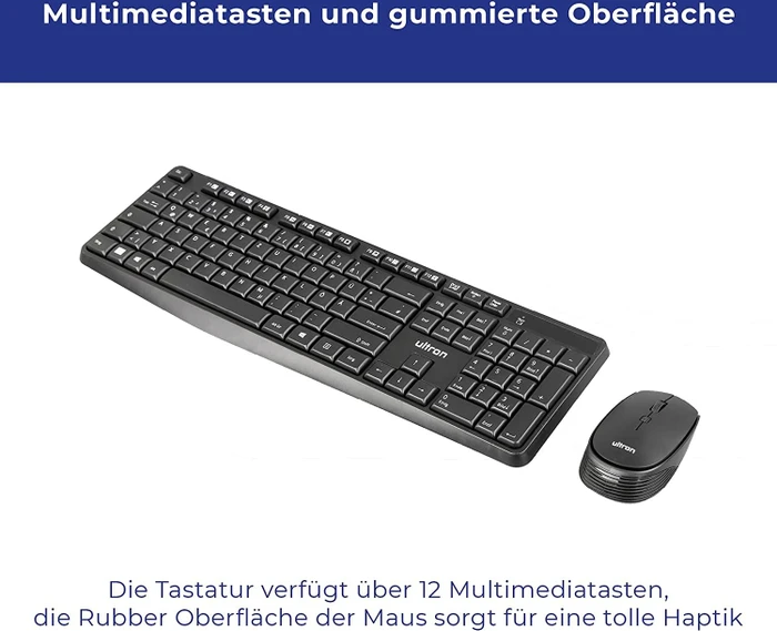 Ultron UMC-300 Kabelloses Tastatur-Maus Office Set schwarz, USB, DE