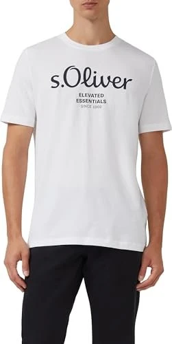 s.Oliver Logo-Print T-Shirt kurzarm weiß (Herren)