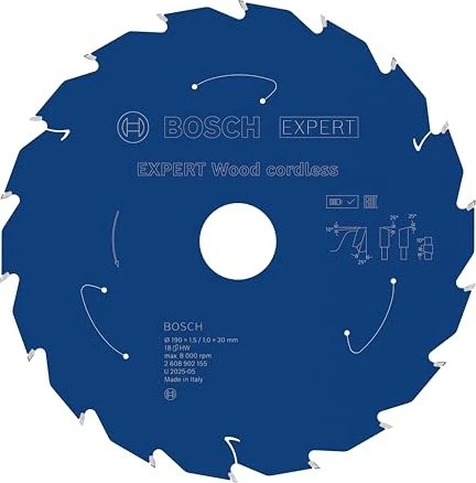 Bosch Professional Expert Wood Cordless Kreissägeblatt 18Z, 190x1x30mm, 1 Stück