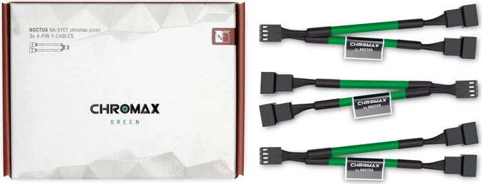 Noctua NA-SYC1 chromax.green, 4-Pin auf 2x 4-Pin Verteiler, sleeved, 11.5cm, grün, 3er-Pack