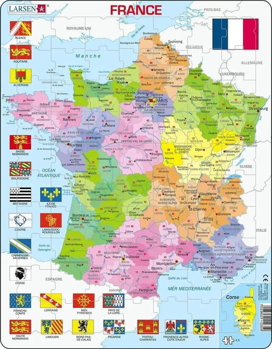 Larsen A5 Frankreich politische Lernkarte