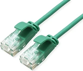 Roline / Secomp DataCenter Slim Patchkabel, Cat6a, U/UTP, RJ-45/RJ-45, 0.15m, grün