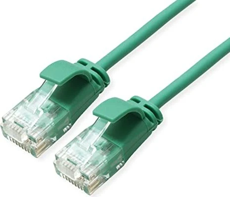 Roline / Secomp DataCenter Slim Patchkabel, Cat6a, U/UTP, RJ-45/RJ-45, 0.15m, grün