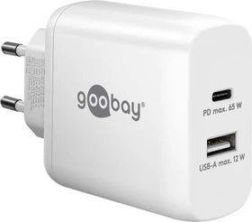 Wentronic Goobay USB-C PD GaN Dual-Schnellladegerät 65W weiß