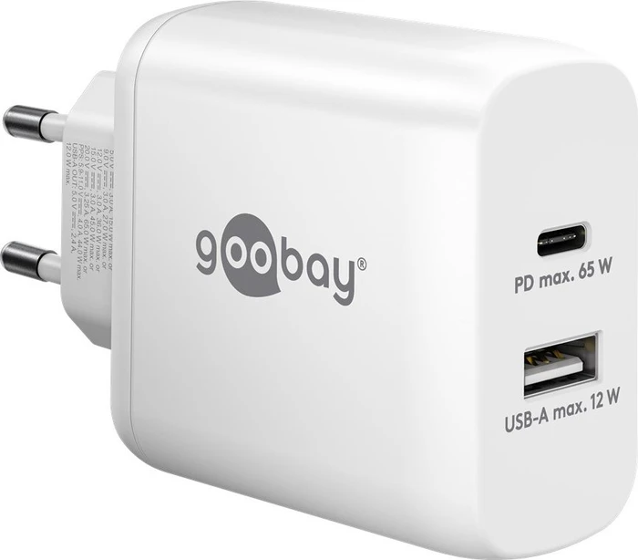 Wentronic Goobay USB-C PD GaN Dual-Schnellladegerät 65W weiß