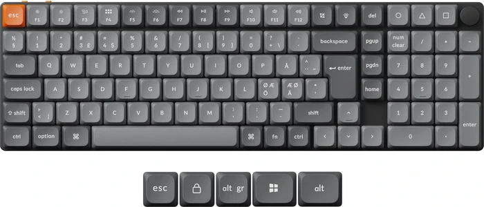 Keychron K17 Max, grau, LEDs RGB, Gateron LOW PROFILE 2.0 RED, USB/Bluetooth, ND