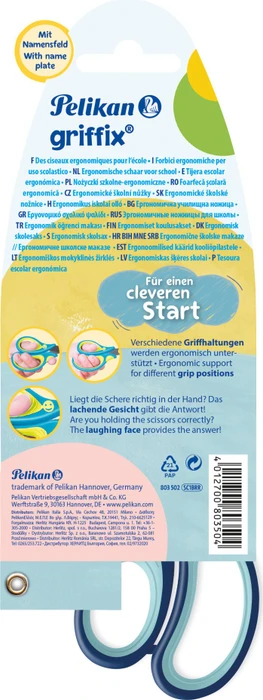 Pelikan griffix Schulschere Blisterverpackung, Universalschere, Rechtshänder, 140mm, blau