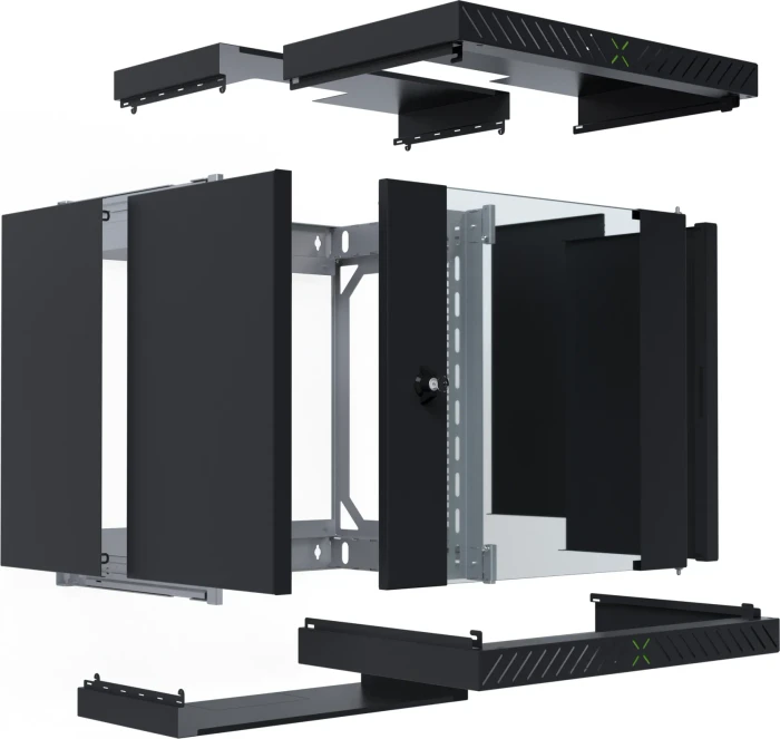 EFB Elektronik X-Rack 19" Wandgehäuse 12HE, fest, eigenbelüftet, tiefenverstellbar, 400-600mm, Sicherheitsglastür, IP20, RAL 9005, 600mm tief