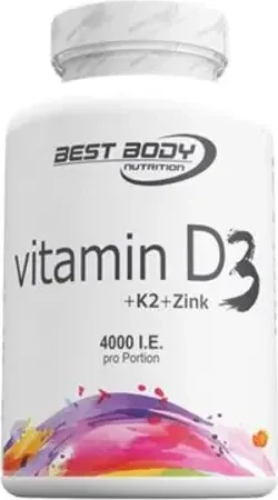 Best Body Nutrition Vitamin D3 + K2 + Zink Tabletten, 80 Stück