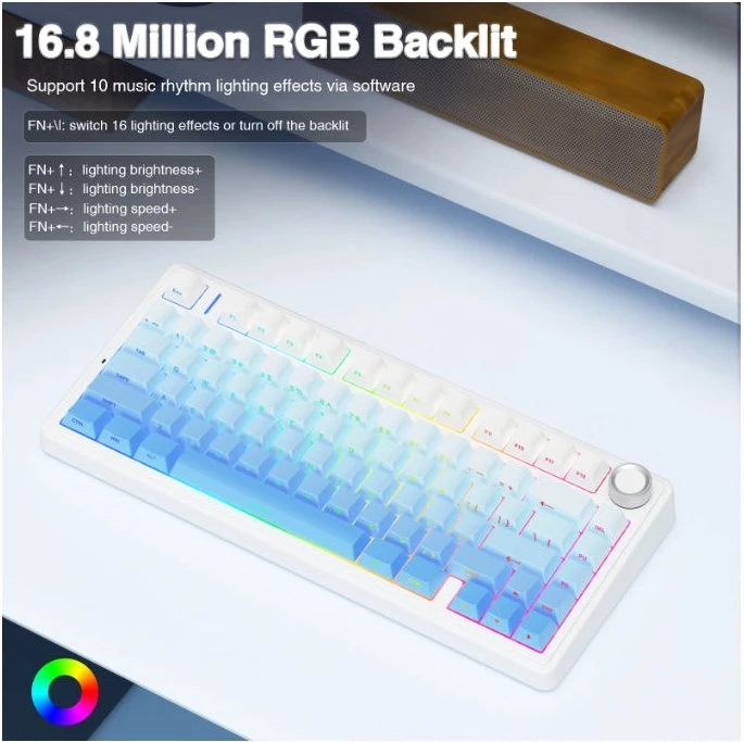 Aula F75 Pro, Gradient Blue, LEDs RGB, hot-swap, LEOBOG Seiya Star Vector, USB/Bluetooth, US