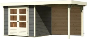 Karibu Askola 3 Gartenhaus inkl. Anbau 2.4m + Rückwand terragrau