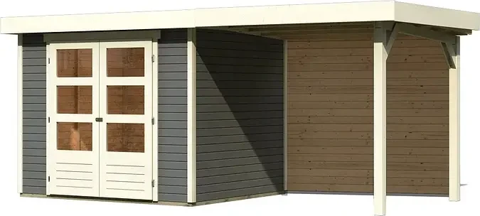 Karibu Askola 3 Gartenhaus inkl. Anbau 2.4m + Rückwand terragrau