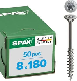 Spax Edelstahl rostfrei A4 4CUT T-STAR plus T40 Holzbauschraube, 8x180mm, 50 Stück