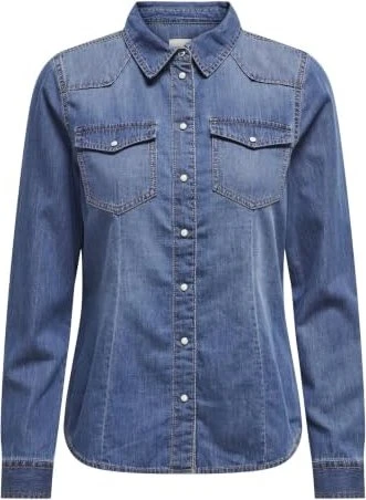 ONLY Alexa Jeans Hemd langarm medium blue denim (Damen)