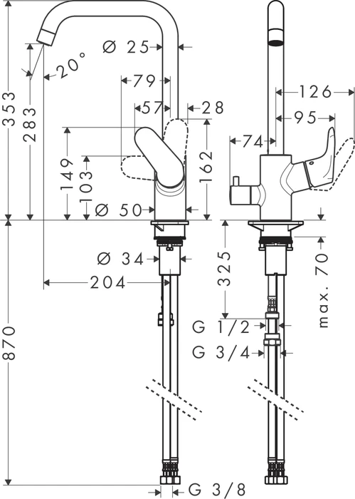 Hansgrohe Focus M41 260 mit Geräteabsperrventil 1jet chrom