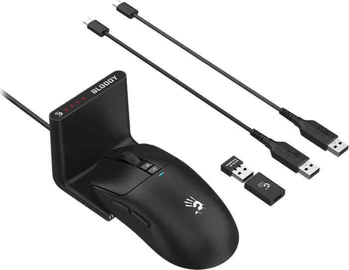 A4Tech Bloody R72 Ultra Duo Wireless Gaming Mouse mit Ladestation, schwarz, USB