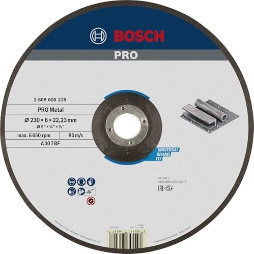 Bosch Professional A30TBF Expert for Metal Schleifscheibe, 230x6x22.23mm, 1 Stück