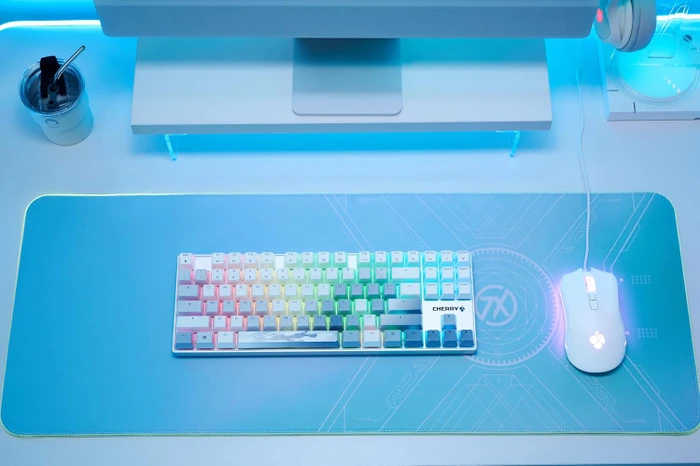 Cherry MX 8.2 TKL Wireless, XAGA Edition, PBT, silber/weiß, MX2A RGB RED, USB/Bluetooth, DE