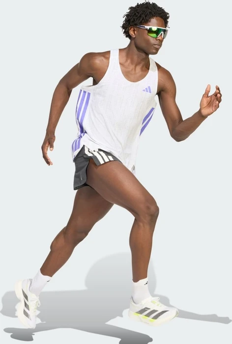 adidas Adizero Singlet Laufshirt ärmellos white/solar purple (Herren)