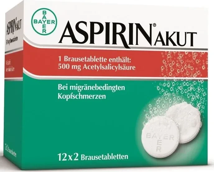 Bayer Aspirin Akut 500mg Brausetabletten, 12 Stück (2x 6 Stück)