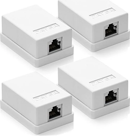 deleyCON Cat6a Anschlussdose Aufputz weiß, 1x RJ-45, 4er-Pack