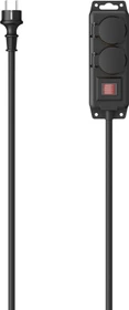 Hama Steckdosenleiste mit Schalter, 2-fach, IP44, Wandmontage, 2m, schwarz
