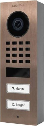 DoorBird D1102V IP Video-Türsprechanlage mit 2 Ruftasten Bronze, Edelstahl V2A, gebürstet, Aufputz