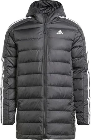 adidas Essentials 3-Stripes Light Down Hooded Mantel schwarz (Herren)
