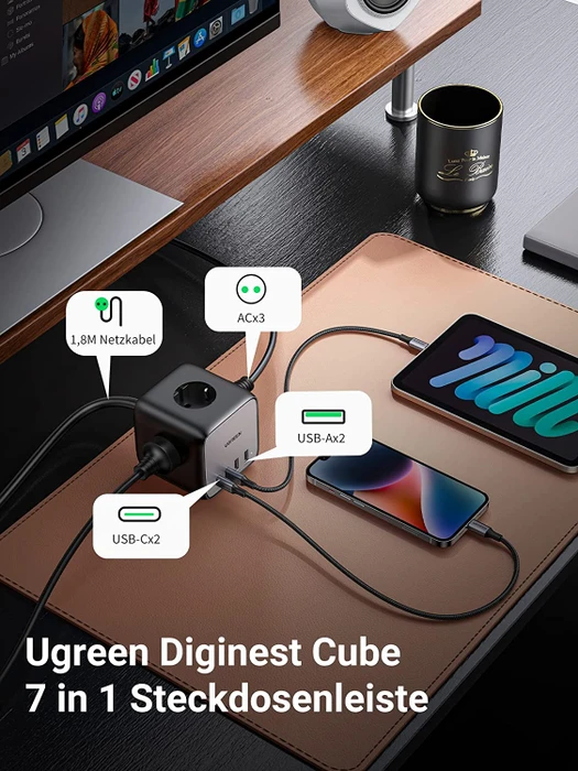 Ugreen 65W USB-C DigiNest Cube Charging Station schwarz/silber