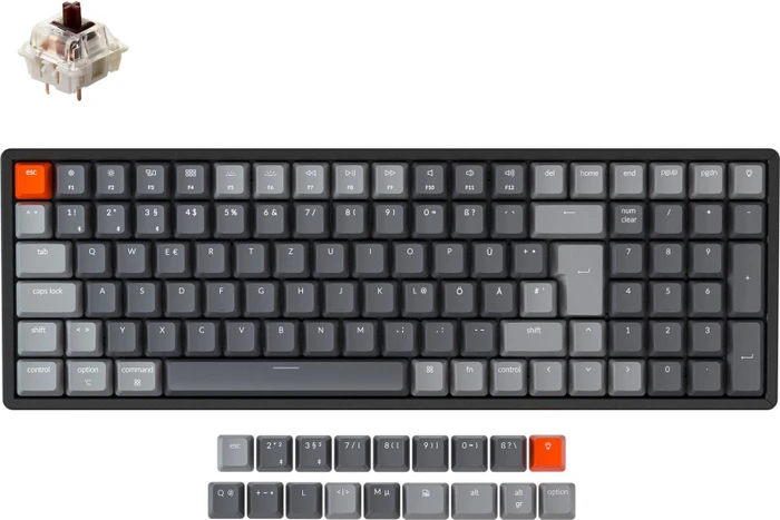 Keychron K4 V2 Aluminium, LEDs RGB, hot-swap, schwarz, Gateron BROWN, USB/Bluetooth, DE
