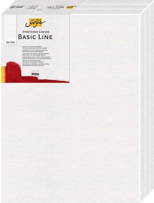 Kreul SOLO GOYA Stretched Canvas Basic Line, 380g/m², 0.4m x 50cm, 3 Stück