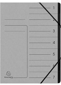 Exacompta Ordnungsmappe mit Gummizug, 7 Fächer, A4, grau