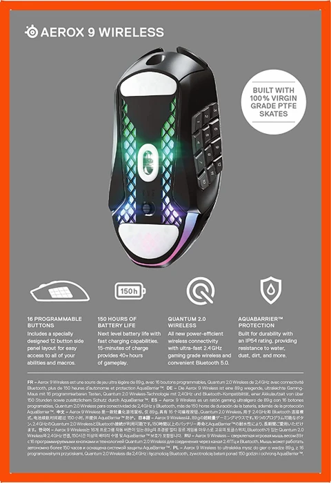 SteelSeries Aerox 9 Wireless schwarz, USB/Bluetooth