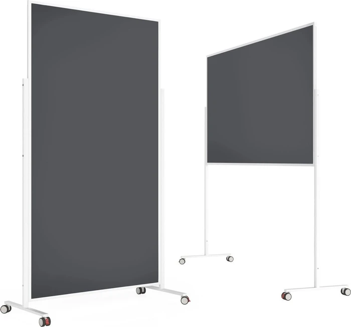 Magnetoplan Moderationstafel VarioPin, mobile Pinnwand mit grauen Filz, weiß/grau, 100x180cm (1181101)
